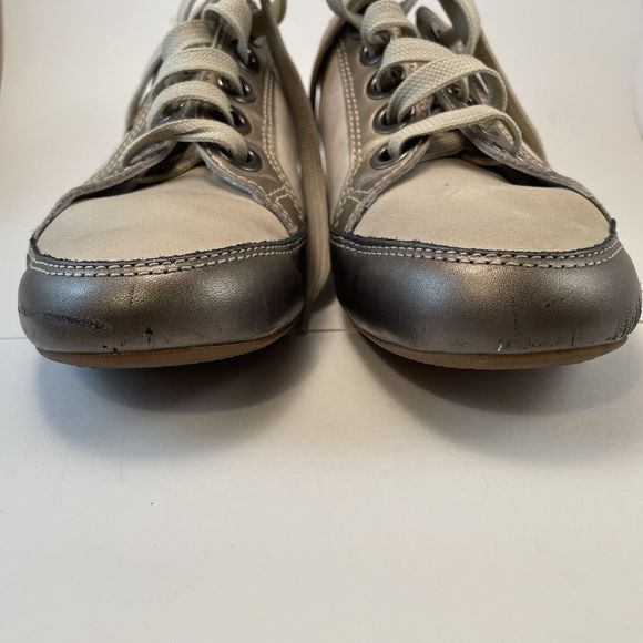 Mephisto Bretta Lace Up Sneakers Women's US Size 10 Cream Bronze Leather - Picture 3 of 16